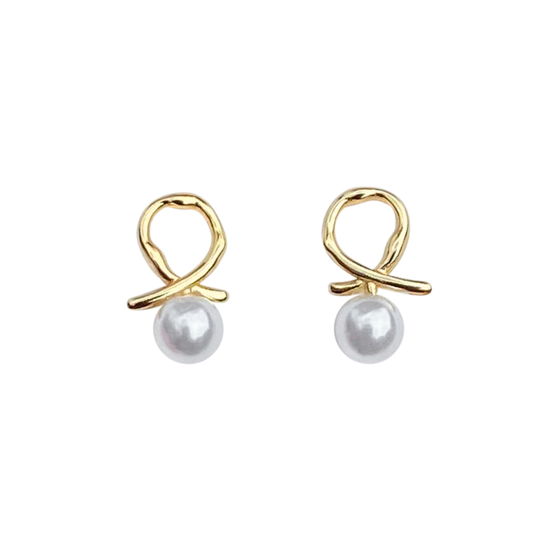 Bông Tai Ngọc Trai Trendy Pearl Gold Earrings Stud Korea Cross Party Bar Earring for Women Lady Jewelry Accessories