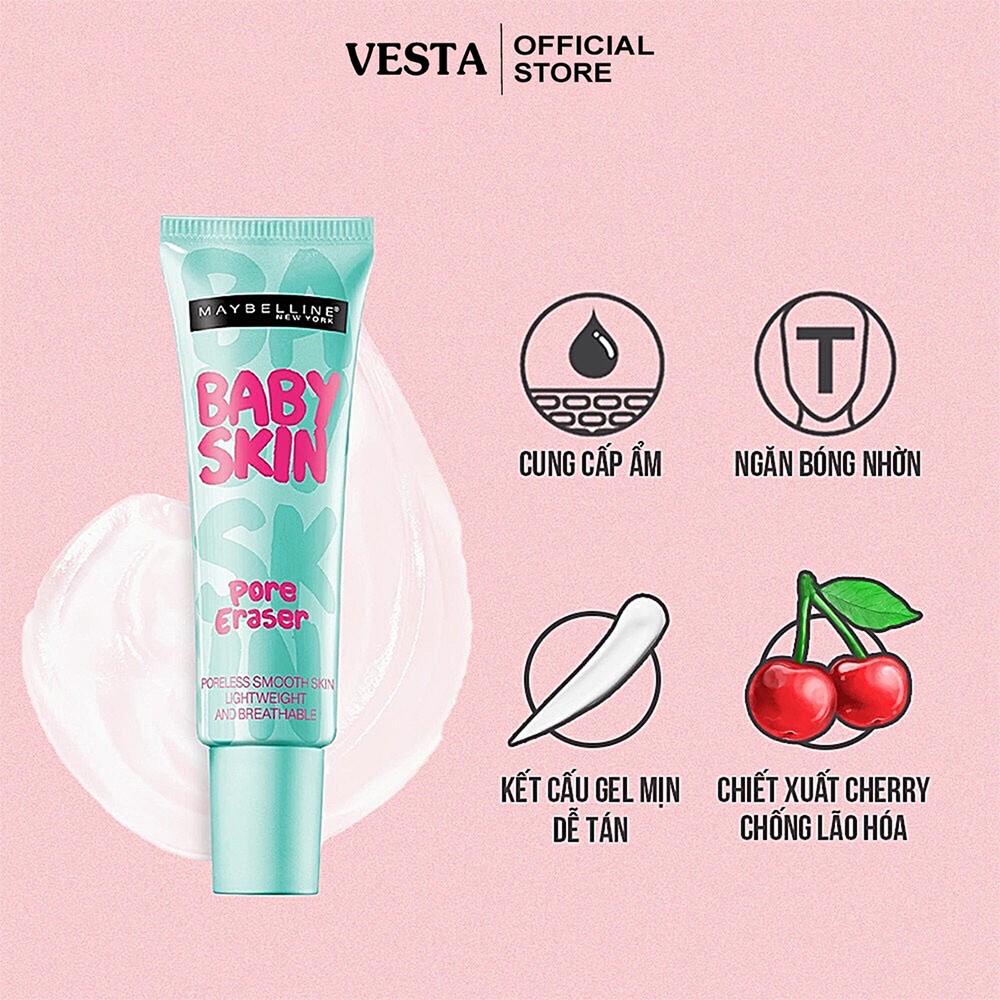 Kem Lót Trang Điểm Maybelline Mịn Da Che Khuyết Điểm Baby Skin 22ml Baby Skin Pore Eraser