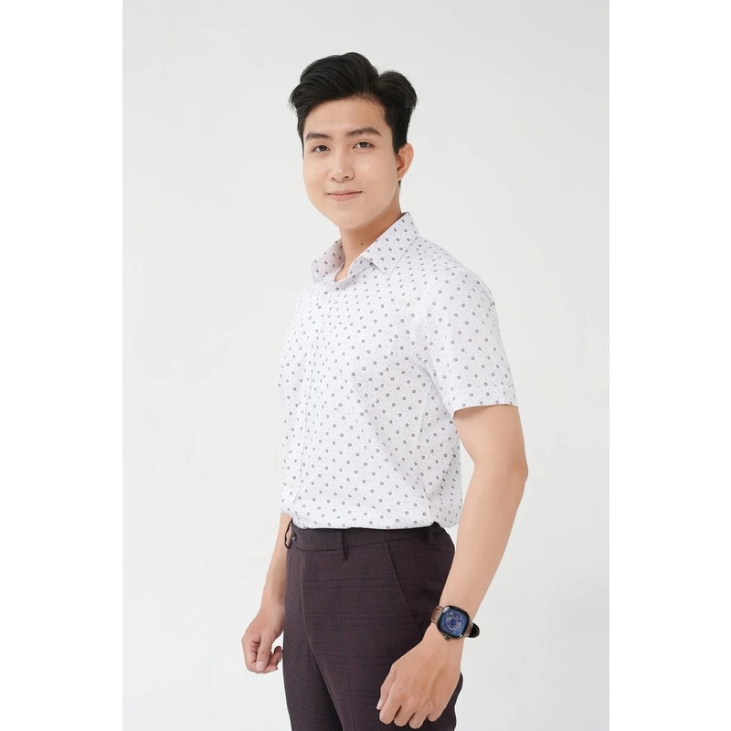 Áo sơ mi nam casual tay ngắn họa tiết Merriman mã THMCS222 chất liệu sợi tre