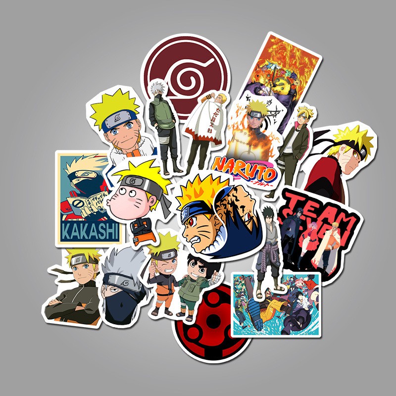 Sét 50 Sticker dán cao cấp chủ đề NARUTO - Dùng dán Xe, dán mũ bảo hiểm, dán Laptop - KONOHA