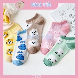 Tất vớ nữ cổ thấp hình hổ con ct111 nhiều màu chọn lụa phong cách hàn quốc - nhà tất