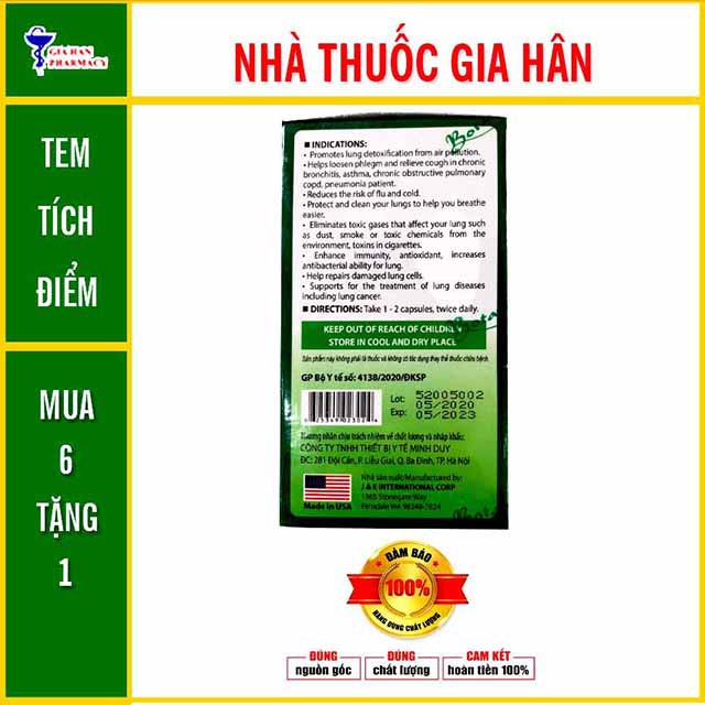 Viên Uống BoniDetox - Giúp Giải độc Phổi, Phòng Ngừa Ung Thư Phổi Hộp 30 Viên