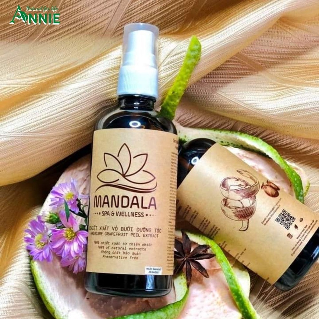 Tinh dầu bưởi, xịt dưỡng tóc tinh dầu bưởi mandala 100ml, chống rụng kích mọc tóc chính hãng
