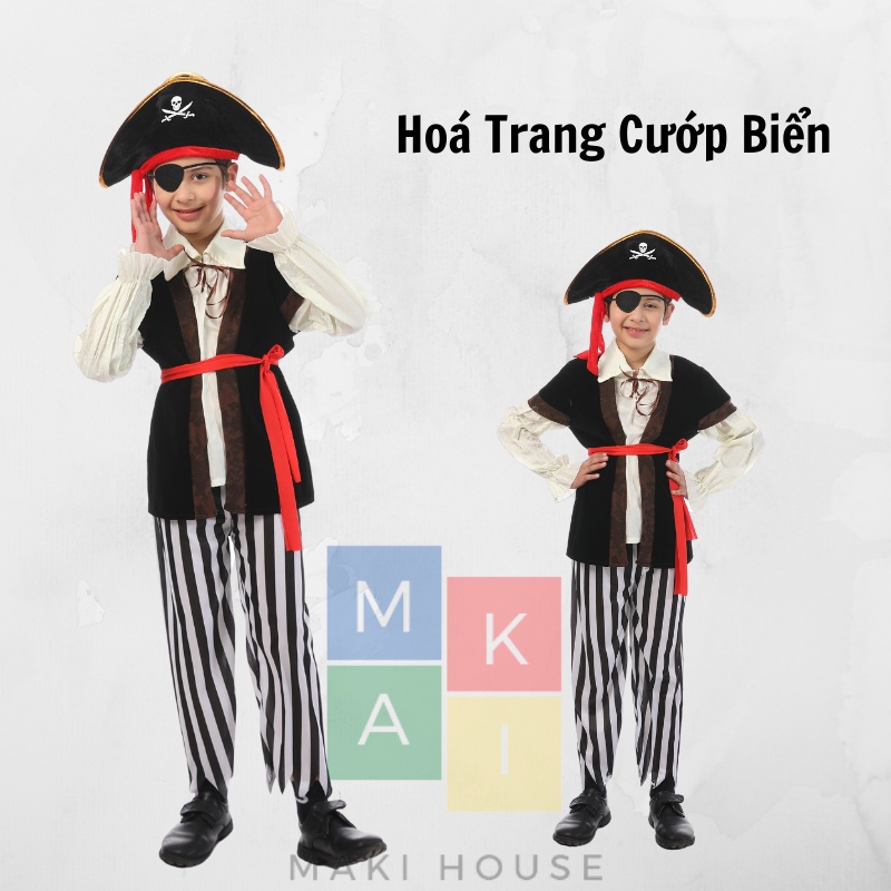 Quần áo trẻ em hoá trang độc lạ hoạt hình halloween Maki Cướp Biển .HT226