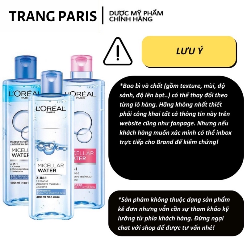 [Chuẩn auth 100%, đủ bill, đi air ✈️] NƯỚC TẨY TRANG LOREAL