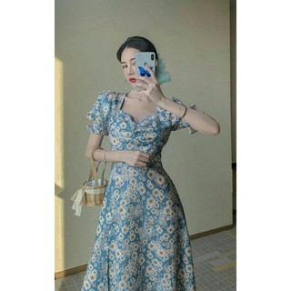 Đầm hoa cúc tay phồng sang chảnh