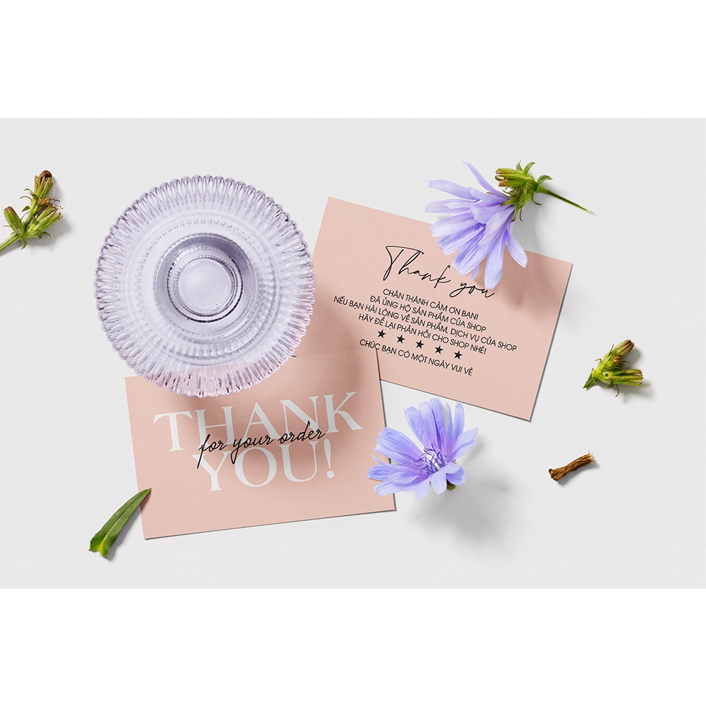 Thiệp cảm ơn Combo 100 cái, làm thư và card cảm ơn tặng khách hàng thúc đẩy đánh giá shop