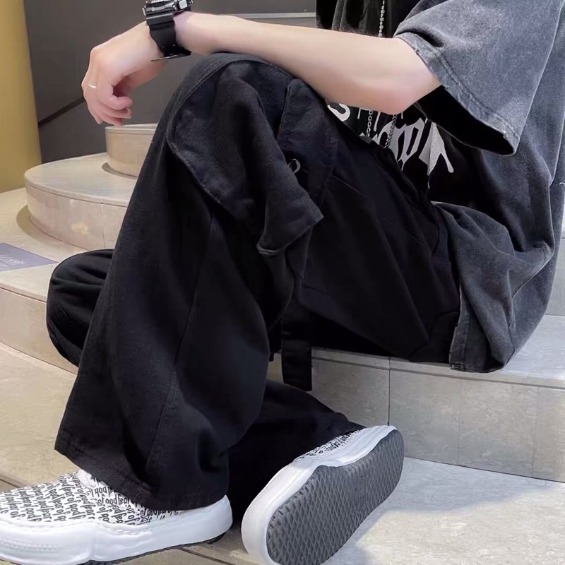 Quần kaki ống rộng túi hộp 4 túi kèm đai unisex hiphop Ulzzang siêu chất ❤️