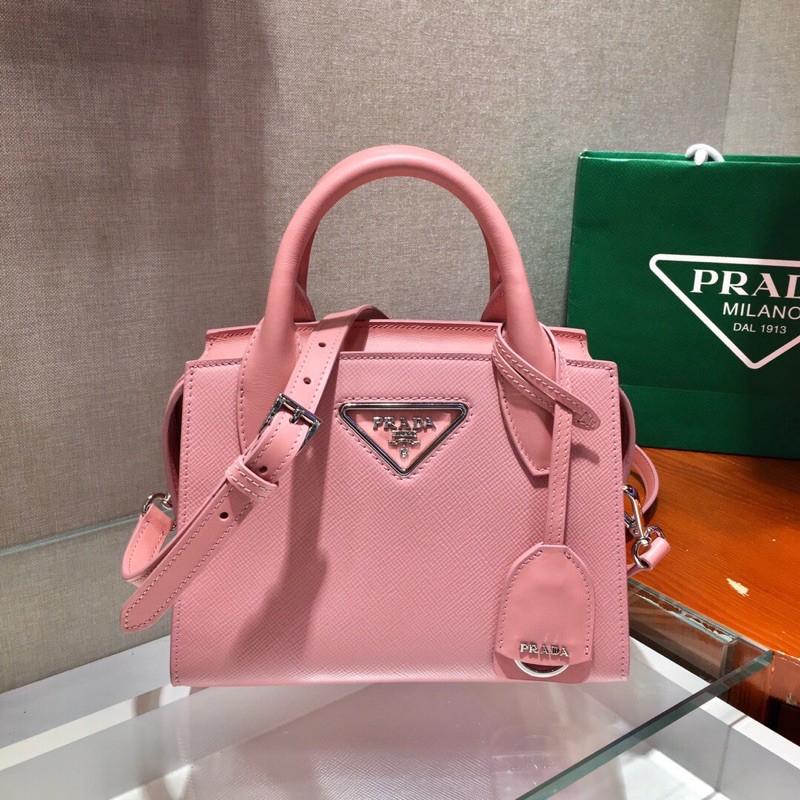 túi xách tay nữ dây đeo bằng da đế vuông cạnh một ngăn chính prada