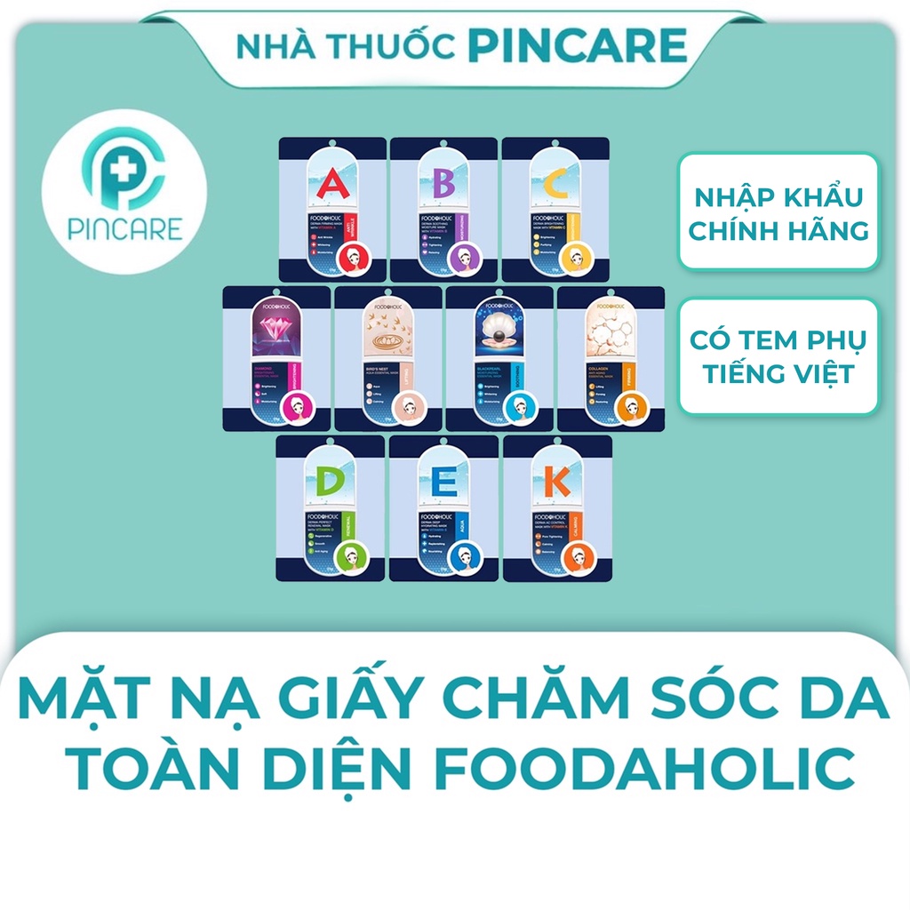 Mặt Nạ Giấy Foodaholic Mask 23g chăm sóc da toàn diện, dưỡng ẩm, dưỡng trắng da - Chính hãng - Nhà Thuốc PinCare