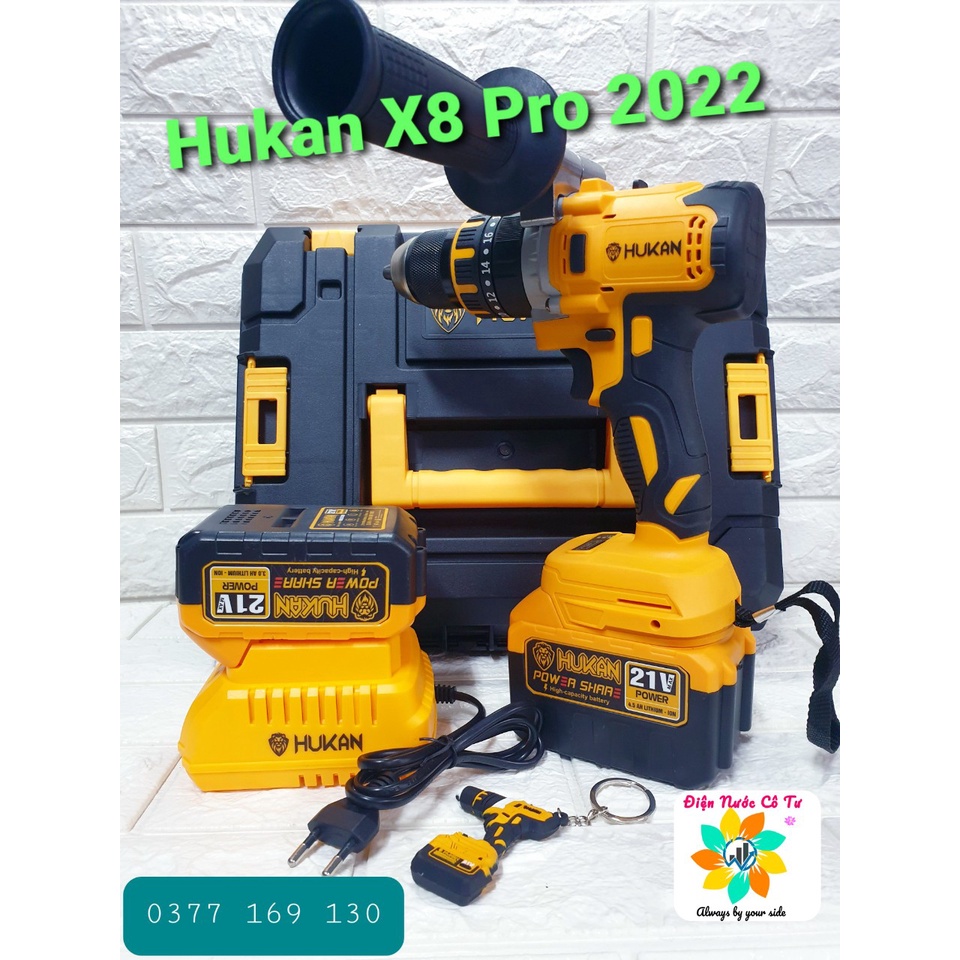 HUKAN X8 PRO 2022 MÁY KHOAN PIN CAO CẤP 21V TẶNG KÈM TÚI ĐỰNG