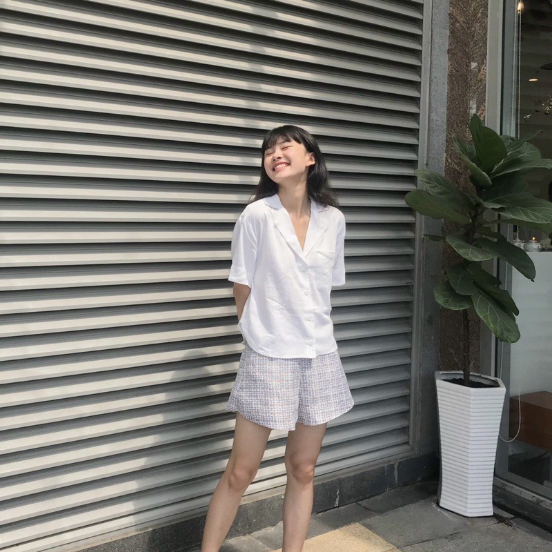 Sibling House - Quần short vải hoạ tiết ống rộng Alia short
