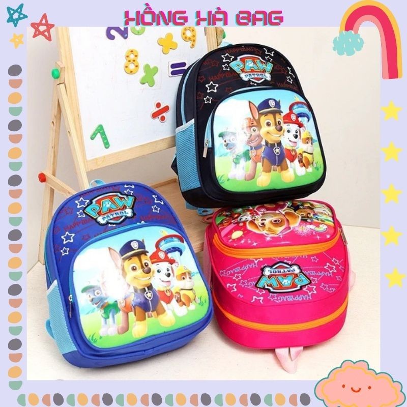 Ba lô đi học mẫu giáo mầm non, balo đội chó cứu hộ Paw Patrol cho bé trai bé gái siêu nhẹ 2 ngăn Hồng Hà Bag