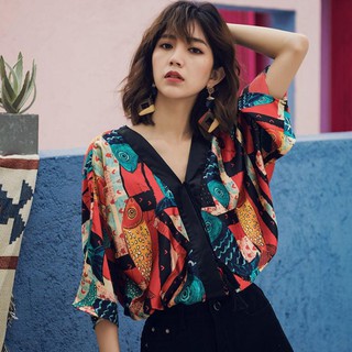Áo Bohemian Sắc Màu - From Rộng Tay Cánh Dơi Cổ Chữ V