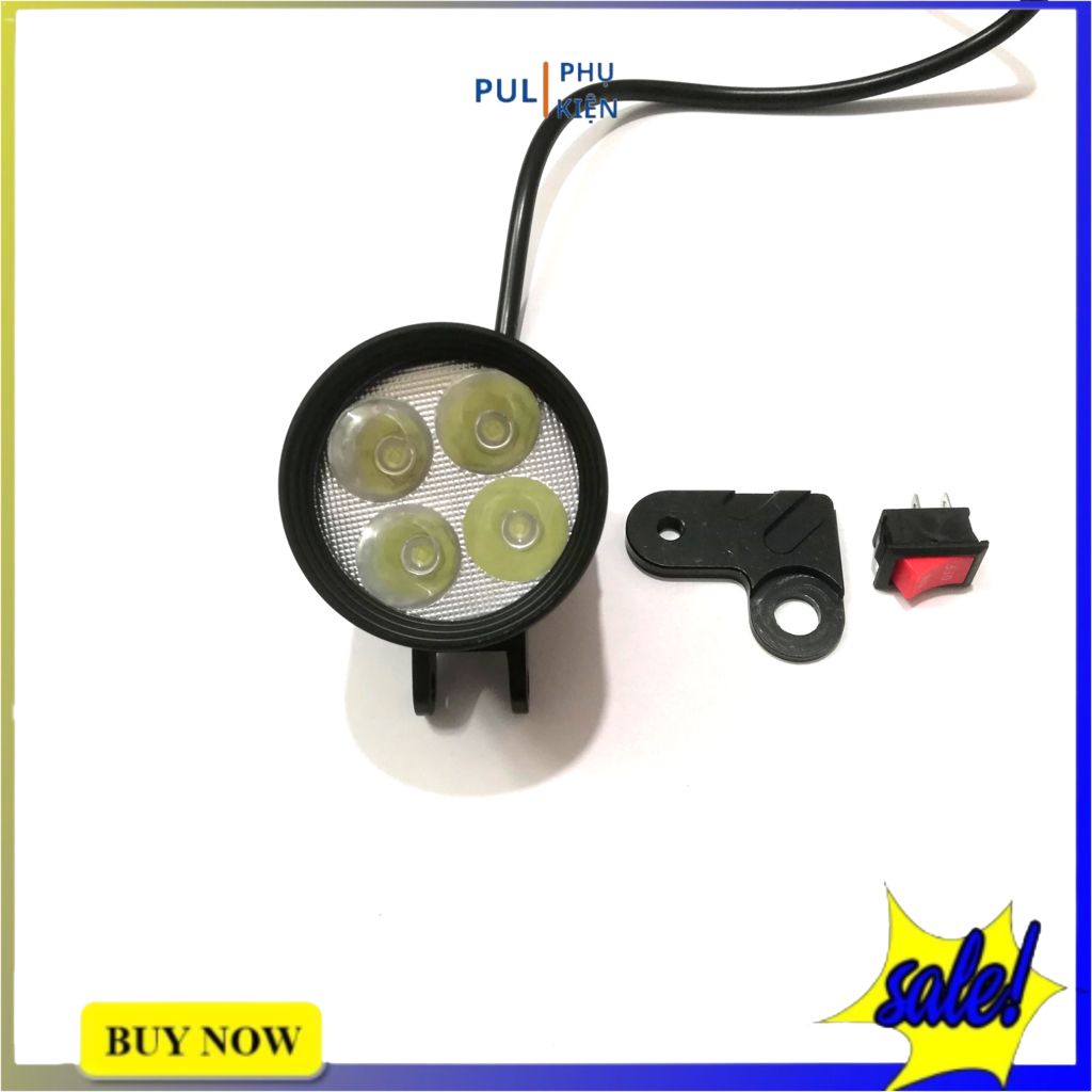 Đèn trợ sáng moto xe máy l4 ngắn kèm pat chân gương và công tắc sáng trắng cho Winner X Wave Exciter...