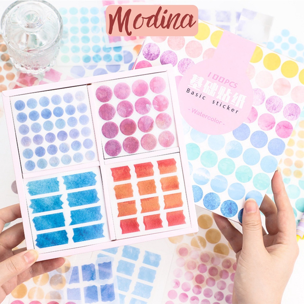 Sticker 25, 100 tấm trang trí sổ tay với 25 kiểu họa tiết hình học, hình dán sticker cute