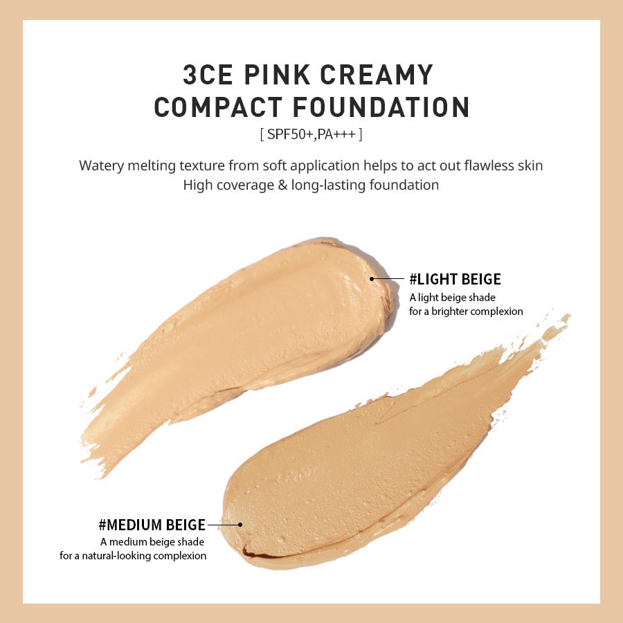 PHẤN NƯỚC [3CE] PINK CREAMY COMPACT FOUNDATION