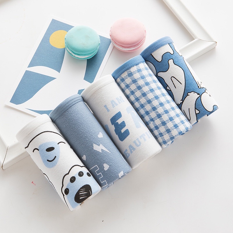 Set 3 Quần Lót Cotton Nâng Mông Thông Hơi Co Dãn 4 Chiều Hoạ Tiết Dễ Thương JAENIA