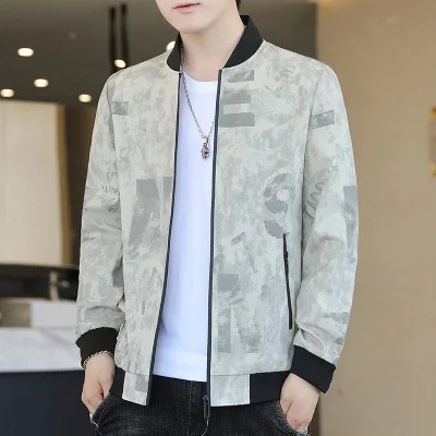 Áo Khoác Bóng Chày Mỏng Cổ Đứng Dáng Rộng In Họa Tiết Thời Trang Thu Đông Cho Nam
