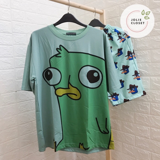 Set Cartoon Áo thun Hoạt Hình và Quần short in hình Dễ thương