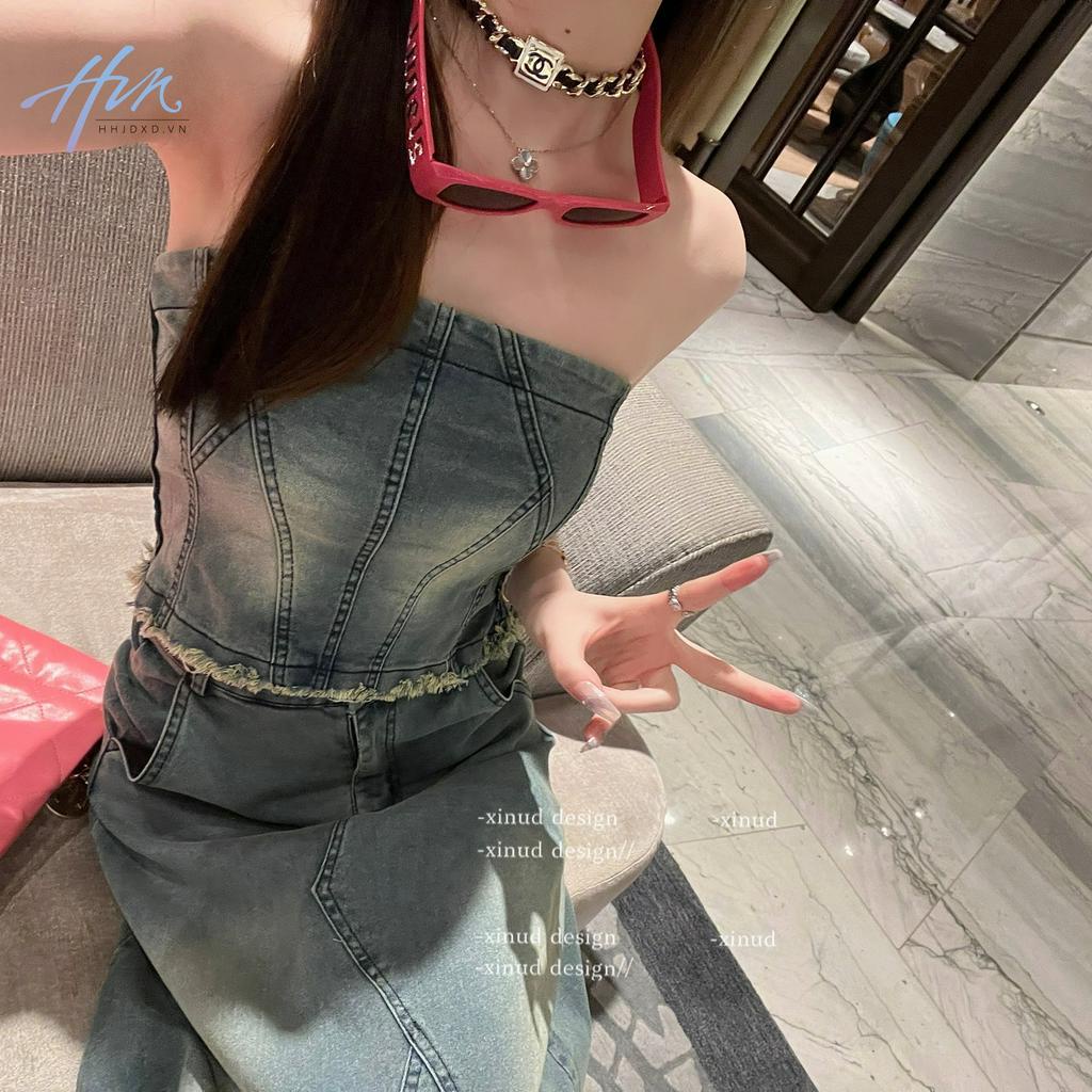 Bộ Áo Ống Lửng Phối Chân Váy Dài Xẻ Tà Thời Trang Mùa Hè Cho Nữ