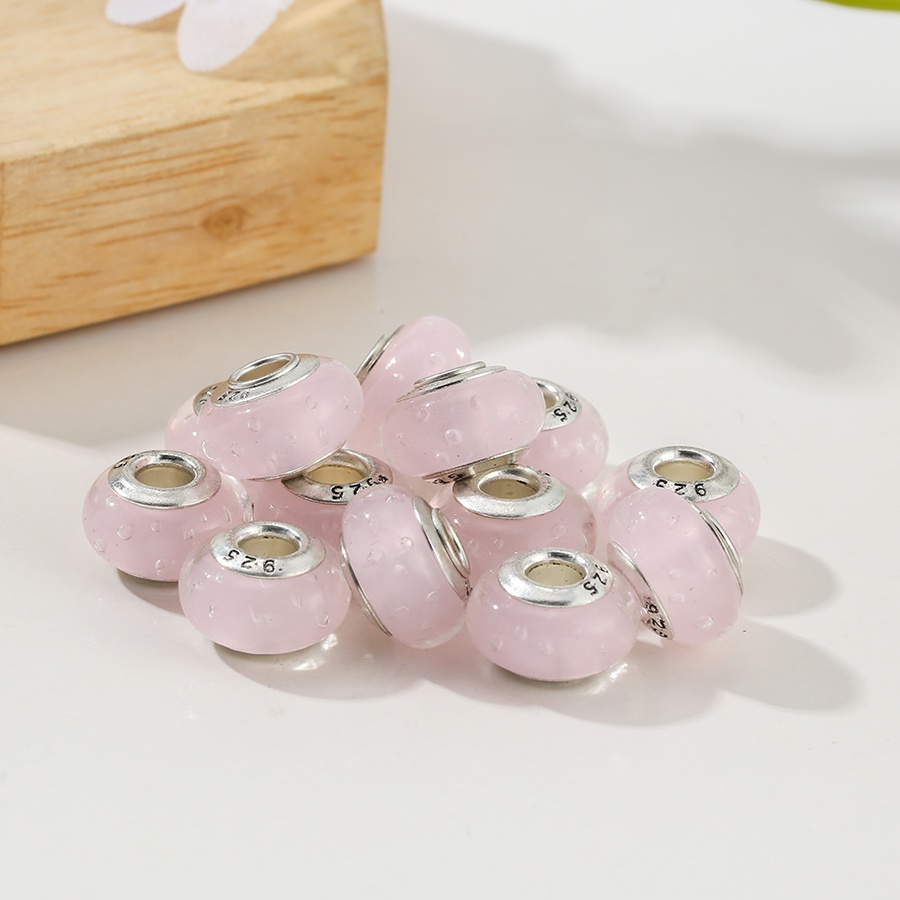Bộ 2 Hạt Thủy Tinh Lỗ To Dùng Làm Vòng Tay/Trang Sức Diy