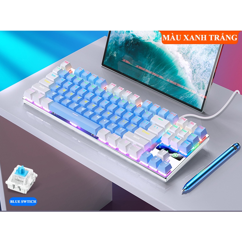 Bàn phím cơ gaming blue switch YINDIAO ZK3 mini size 87 phím với đèn led RGB nhiều màu sắc rực rỡ