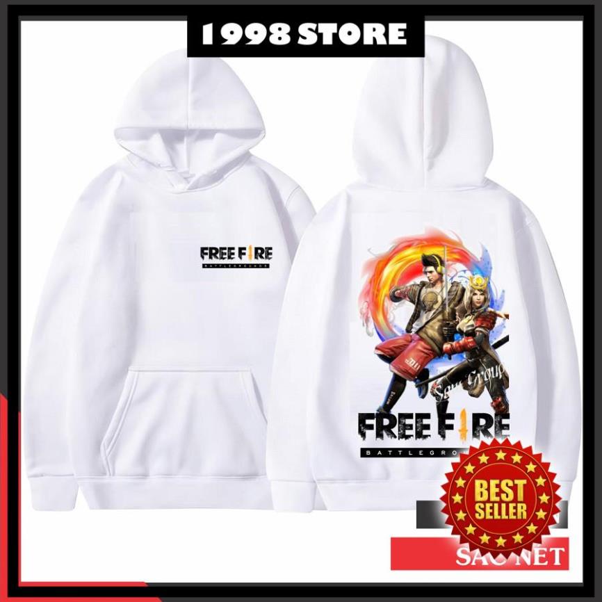 XẢ HÀNG - Áo Khoác Free Fire Kiểu Dáng Hoodie Có Mũ Chui Đầu In 2 Mặt Nam Đeo Tai Nghe
