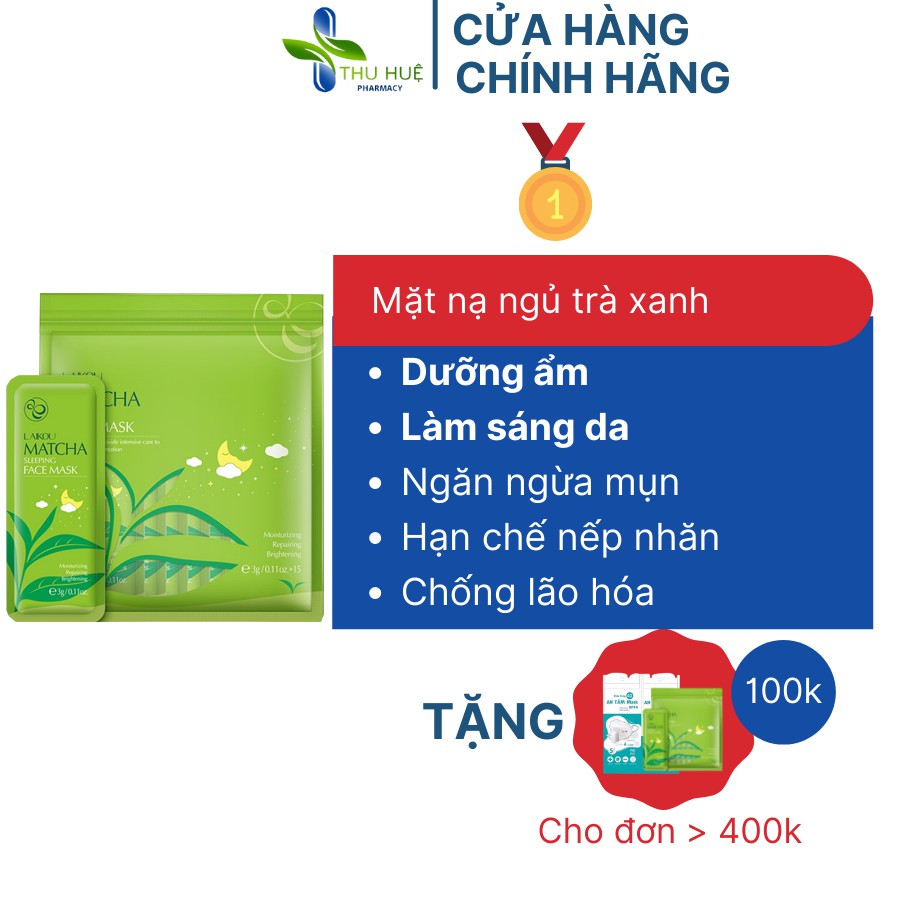 Mặt Nạ Ngủ Trà Xanh Matcha Laikou Dưỡng Trắng Da Mềm Mịn Tự Nhiên Tại Nhà, Mùi Thơm Dịu, Được Review Tốt Trên Sàn