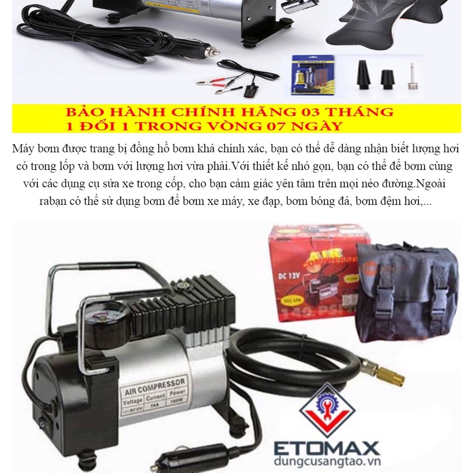 Máy bơm lốp ô tô 12V120W / xe đạp / ô tô nhỏ / xe máy