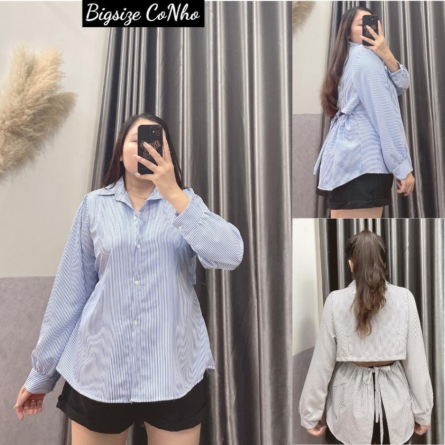 Áo sơ mi tay dài bigsize nữ kiểu khoét lưng kẻ sọc xinh SM4