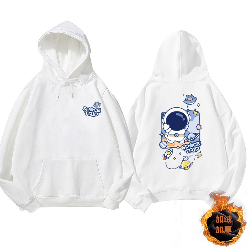 Áo Hoodie phi hành 2 màu trằng đen Unisex, áo thu đông nỉ bông,áo nhiều size (N372)