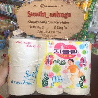 Giấy Vệ Sinh Thanh Hà Bịch 6 Cuộn (Loại 1-Dai/Mịn)