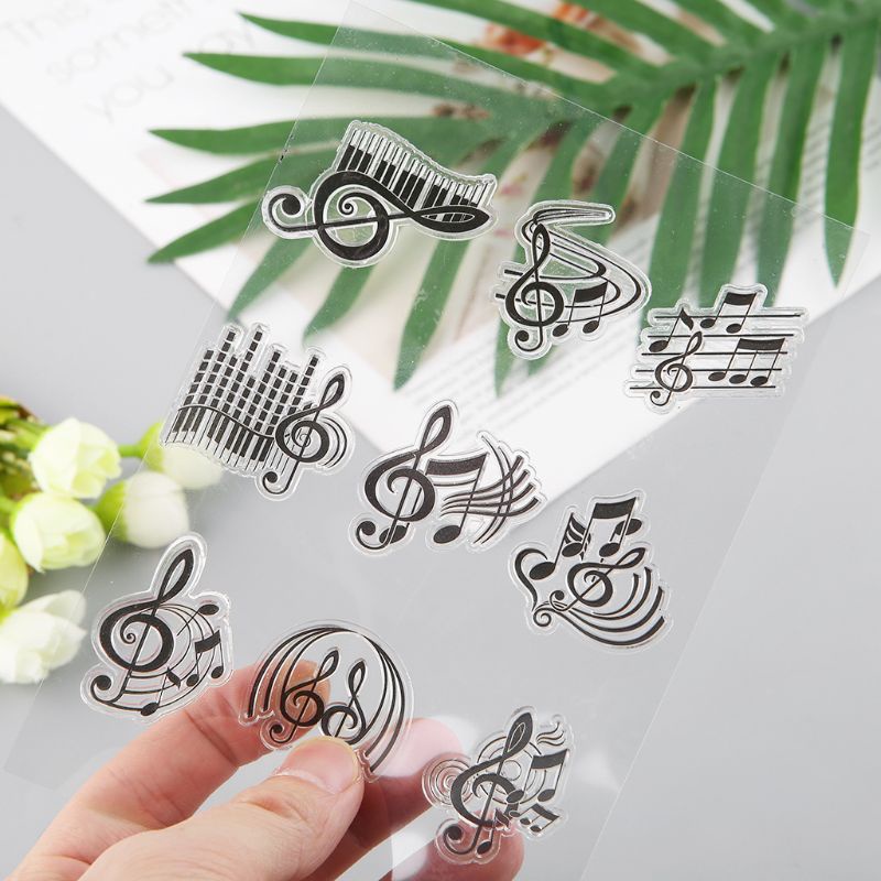 Con Dấu Silicone Trong Suốt Hình Nốt Nhạc Trang Trí Album Thủ Công