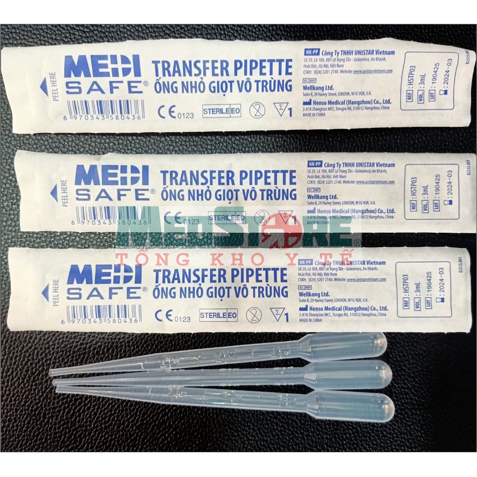 Set 100 ống bón sữa Medisafe, ống nhỏ giọt tiệt trùng 3ml