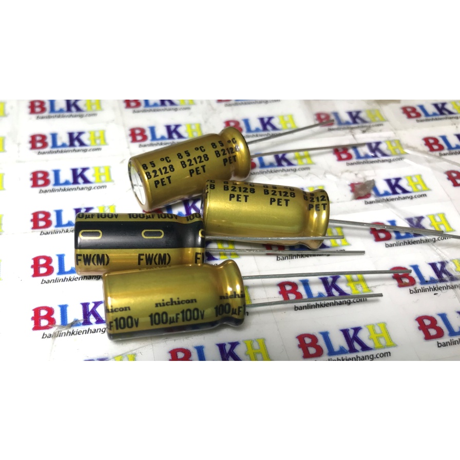 combo 2 con Tụ Audio 100V 100uF 10x20 chính hãng Nichion FW