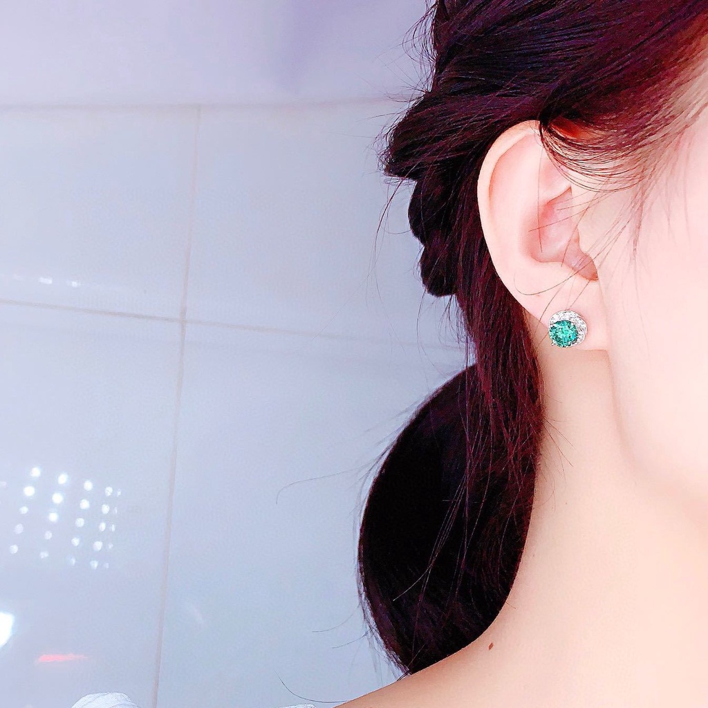 Bông Tai Đính Kim Cương Giả Màu Trắng/Vàng/Xanh Lá/Xanh Dương/Đỏ Cho Nữ GRA Certificate Pt950