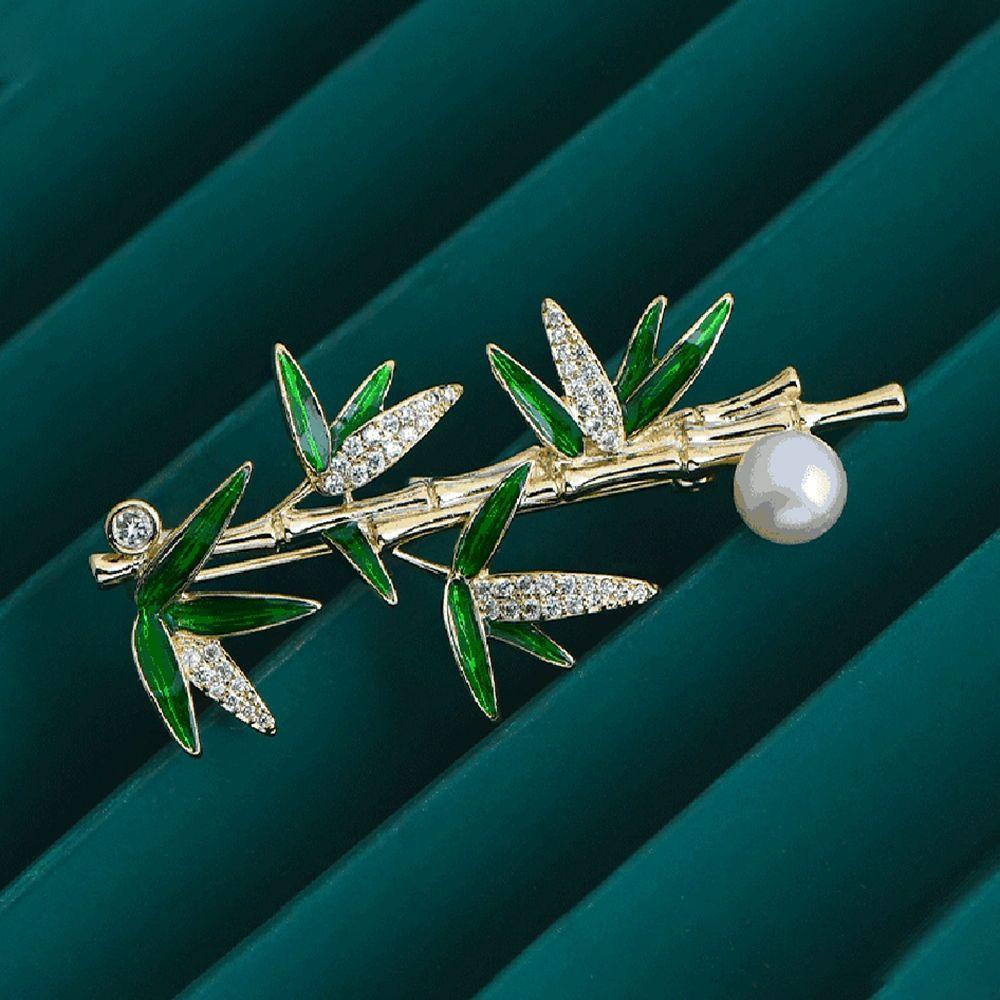 Ghim Cài Áo Hình Chiếc Lá Đính Ngọc Trai Phong Cách Vintage Thanh Lịch Dành Cho Nữ|Trâm Cài Cổ Áo Phong Cách Trung Hoa