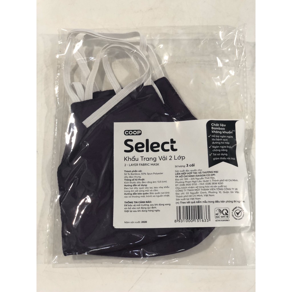 KHẨU TRANG VẢI 2 LỚP CO.OP SELECT ( 3 cái ) | BigBuy360 - bigbuy360.vn