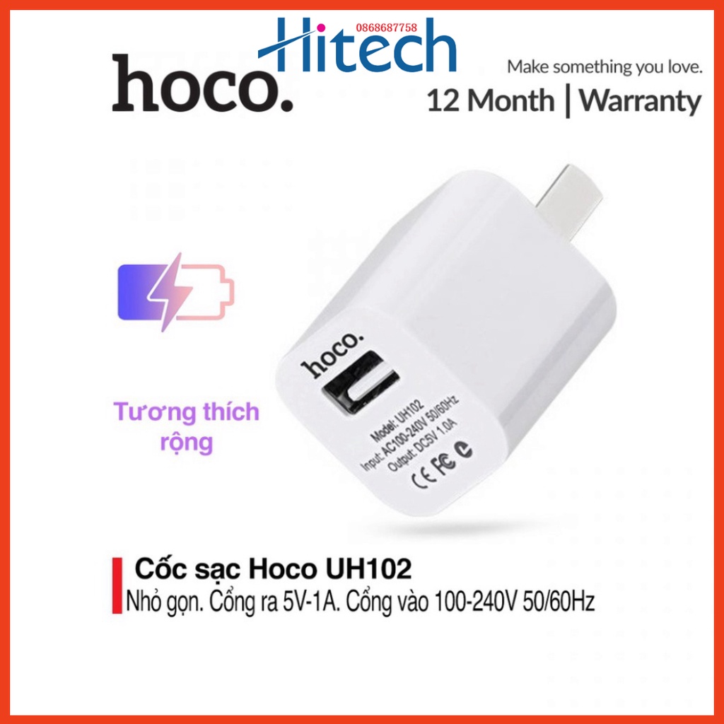 Củ sạc tường Hoco UH102 cho iPhone/ iPad/Samsung/Huawei/Smart Phone cao cấp