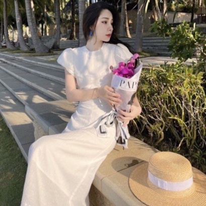 Đầm maxi tay bồng lưng thun dây rút siêu sang chãnh - Nora Dress