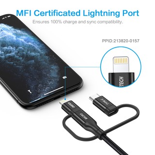 CHOETECH 3 in1 Cáp sạc Lightning / Type C / Micro USB Multi Cable cho Iphone