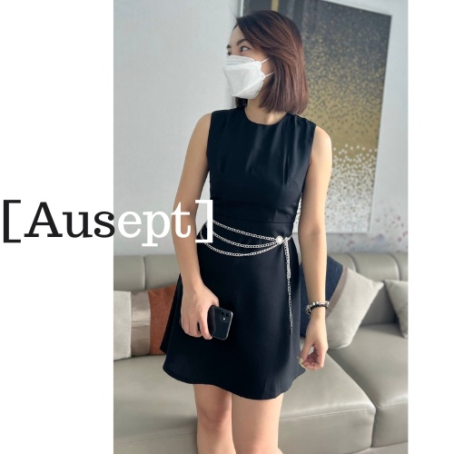 Final sale (NY 300k) -Váy nữ Basic by Ausept cổ tròn không tay, chân váy chữ A, màu ghi và đen