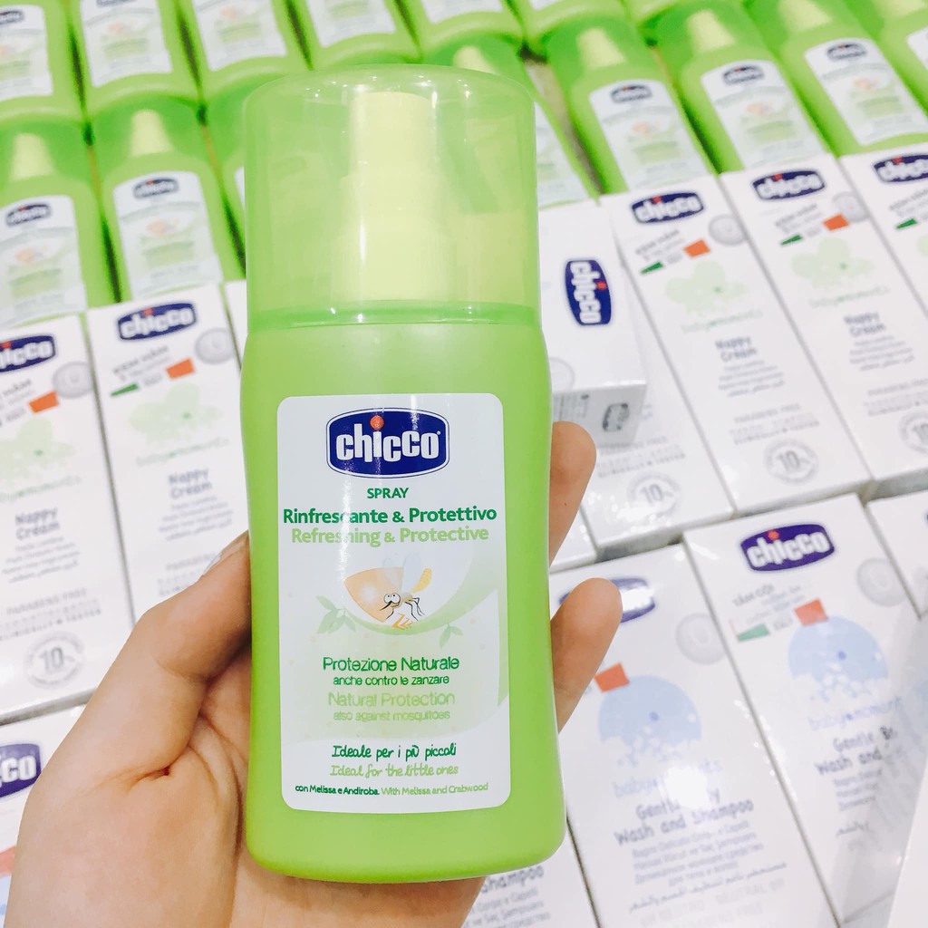 Xịt Chống Muỗi Chicco Spray Refreshing Protective (Chai 100ml) - dùng cho mẹ bầu và trẻ từ 2 tháng tuổi - thuocviet24h