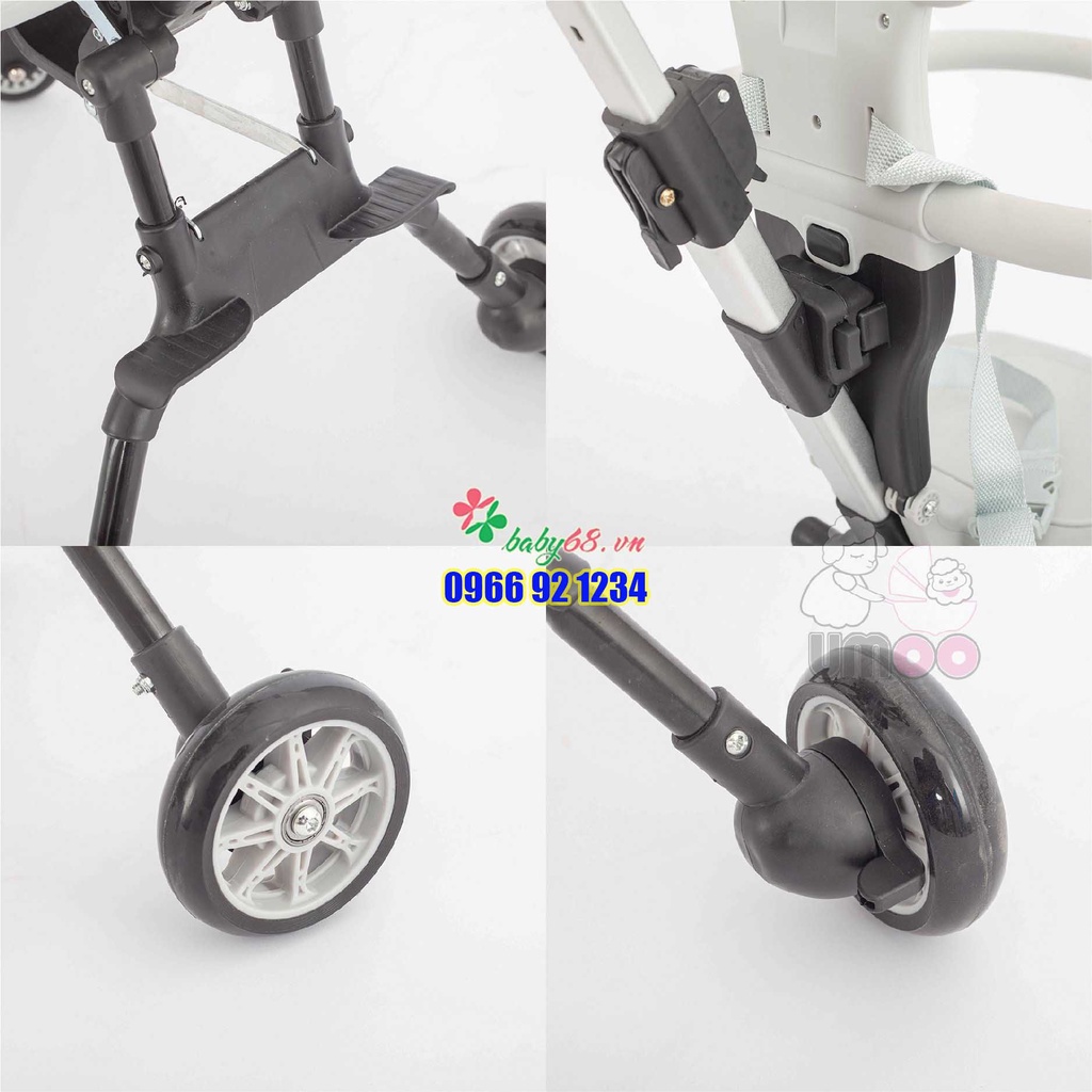 Xe Đẩy Umoo Du Lịch Gấp Gọn Xoay Chiều Cao Cấp Cho Bé UM-02134 Có mái che