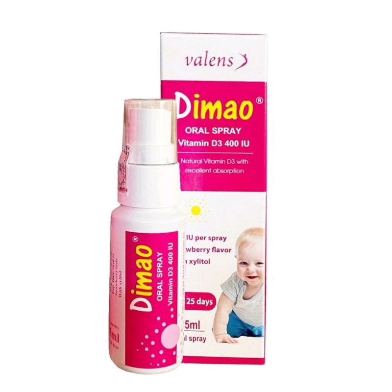 Dimao - Vitamin D3 Dạng Xịt 400IU ⚡ Tặng quà ⚡ Nhập khẩu châu Âu, Hương dâu