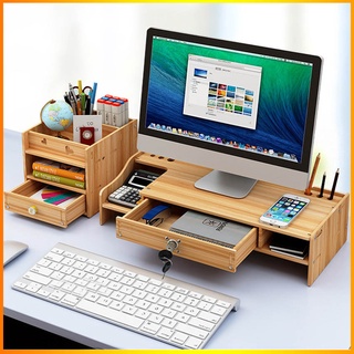 Kệ để màn hình máy tính đa năng NASI Store bằng gỗ cứng chắc mẫu đẹp có hộc cất bàn phím văn phòng phẩm