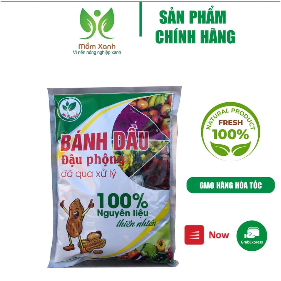 Phân bón hữu cơ Bánh dầu đậu phộng Mầm Xanh 1kg Chuyên hoa, bonsai, rau màu trồng tại nhà siêu kích rễ, xốp đất