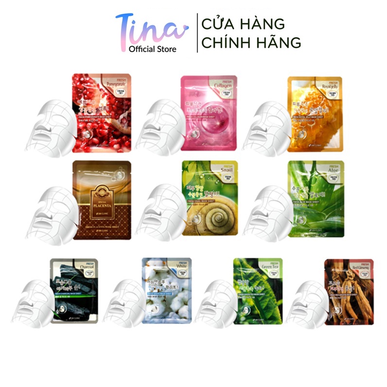 Mặt nạ giấy 3W CLINIC dưỡng trắng da dưỡng ẩm chiết xuất từ thiên nhiên Hàn Quốc 23ml | BigBuy360 - bigbuy360.vn