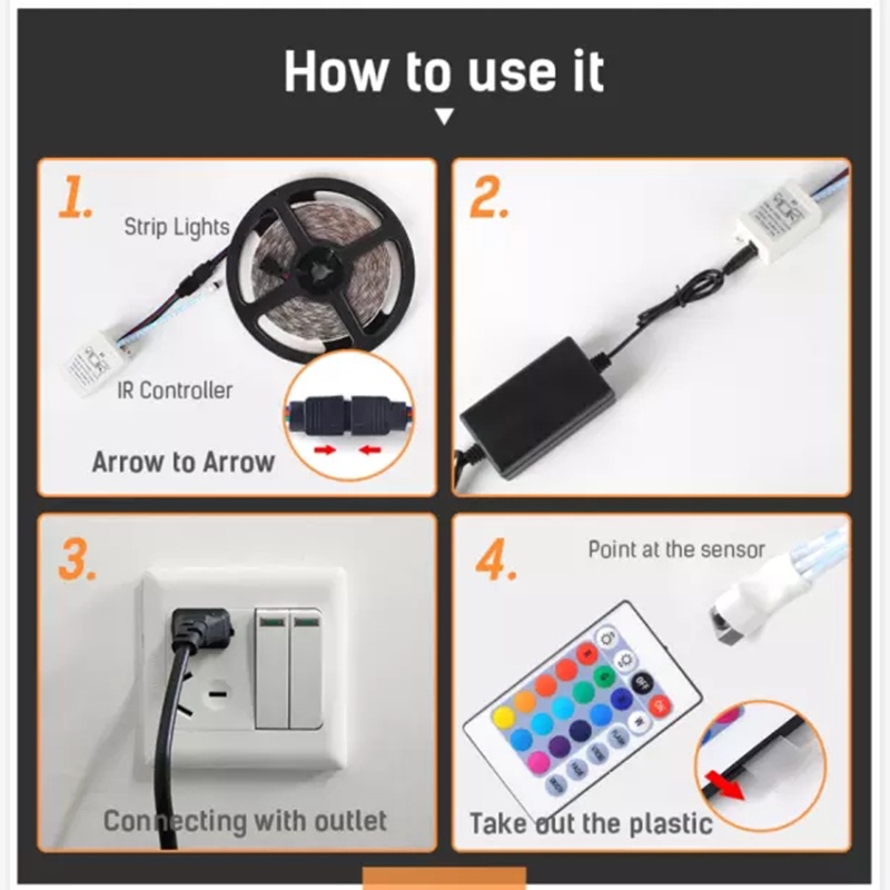 Dây Đèn Led 16 Màu RGB Dài 5M Linh Hoạt Chống Thấm Nước Kèm Remote Điều Khiển 5V Trang Trí Quán Bar TV Phòng Ngủ